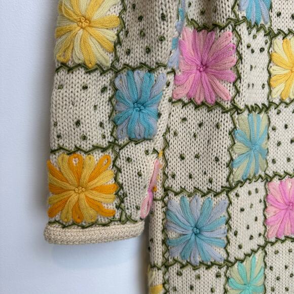 Vintage Lilly of California Granny Square Midi Cardigan Retro | Pastel | SZ M/L - Picture 12 of 13